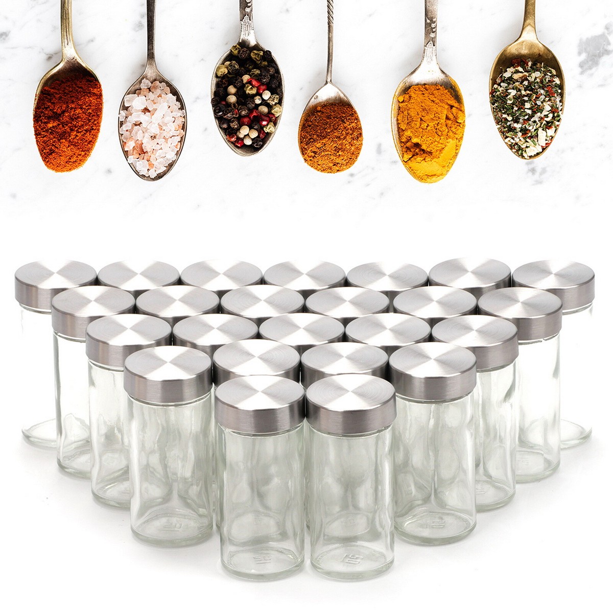 24pcs Spice Jar Glass Bin 100ML Dispenser Bottle Storage
