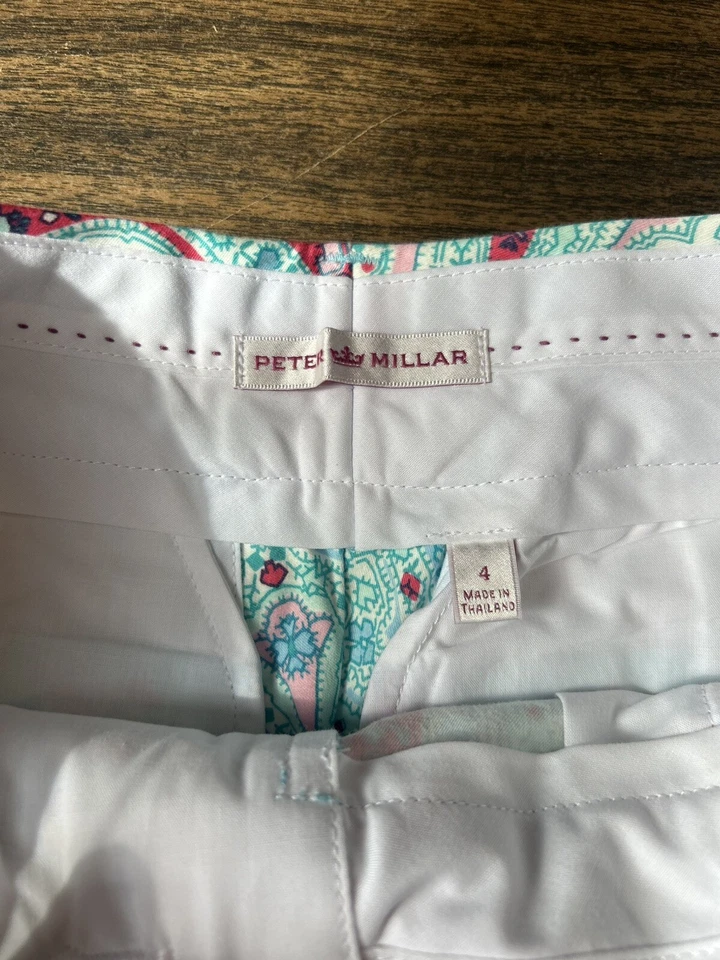 Pantalones Cortos de Golf Peter Millar Para Mujer Rosa Aqua Paisley Algodón Elastizado Talla 4 Nuevos sin Etiquetas Foto 2 de 4