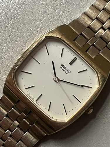 Seiko Tank TV Mens Quartz Gold Plated 7810-5019 Vintage Watch No Date