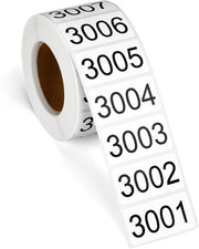 Consecutive Number Stickers, 3001-4000 Self-Adhesive Inventory Labels