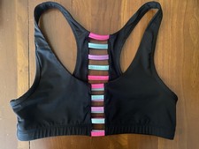 Victoria's Secret PINK Ultimate Light Support Unlined Sports Bra Black W Neon