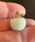 Jade and Peridot Green Apple Pendant Necklace in 14K Gold, Hong Kong — photo 3
