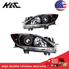 Pair Halogen Headlight Assembly Projector For 2010-2013 Mazda 3 2.0l 2.5l Amber