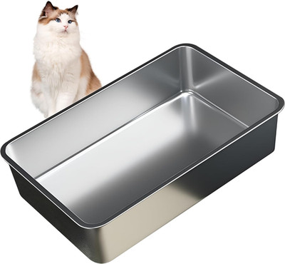Kalbfleisch Edelstahl Katzentoilette Stabil und Langlebig Metall Material Litt...