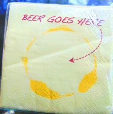 Creative Converting Cocktail Napkins 30 Beer Goes Here Yellow 10" Paper  NEW