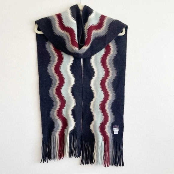 Шерстяной шарф Paul Smith Lambs ангора в полоску тихий роскошный дизайнерская вязаная бахрома - Изображение 2 из 4