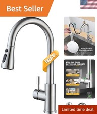 Elegant Brushed Nickel Kitchen Faucet with Single Handle High Arc Design