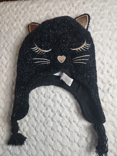 The Children's Place Mädchen schwarze Katze Wintermütze Größe Small Medium 4-7 Freizeit - Bild 1 von 3