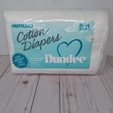 Vtg Dundee 12 White Cloth Diapers Pre-Folded Guaze Weave 14.5" x 20.5"