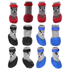 4PCS Waterproof Pet Dog Shoes Puppy Rain Snow Walk Boots Socks Non-Slip Rubber