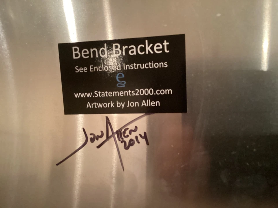 Jon Allen Metal Wall Art Clock, Tri-Colored Industrial Garage, 12” x 24” SIGNED - Image 4 of 4