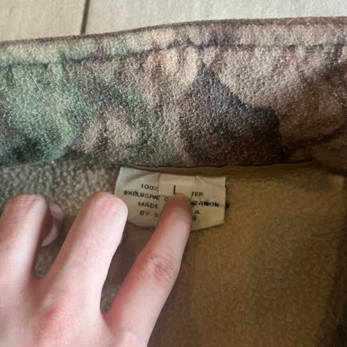 Vintage Stearns Camouflage Fleece Full Zip Jacket Polyester Large image 5