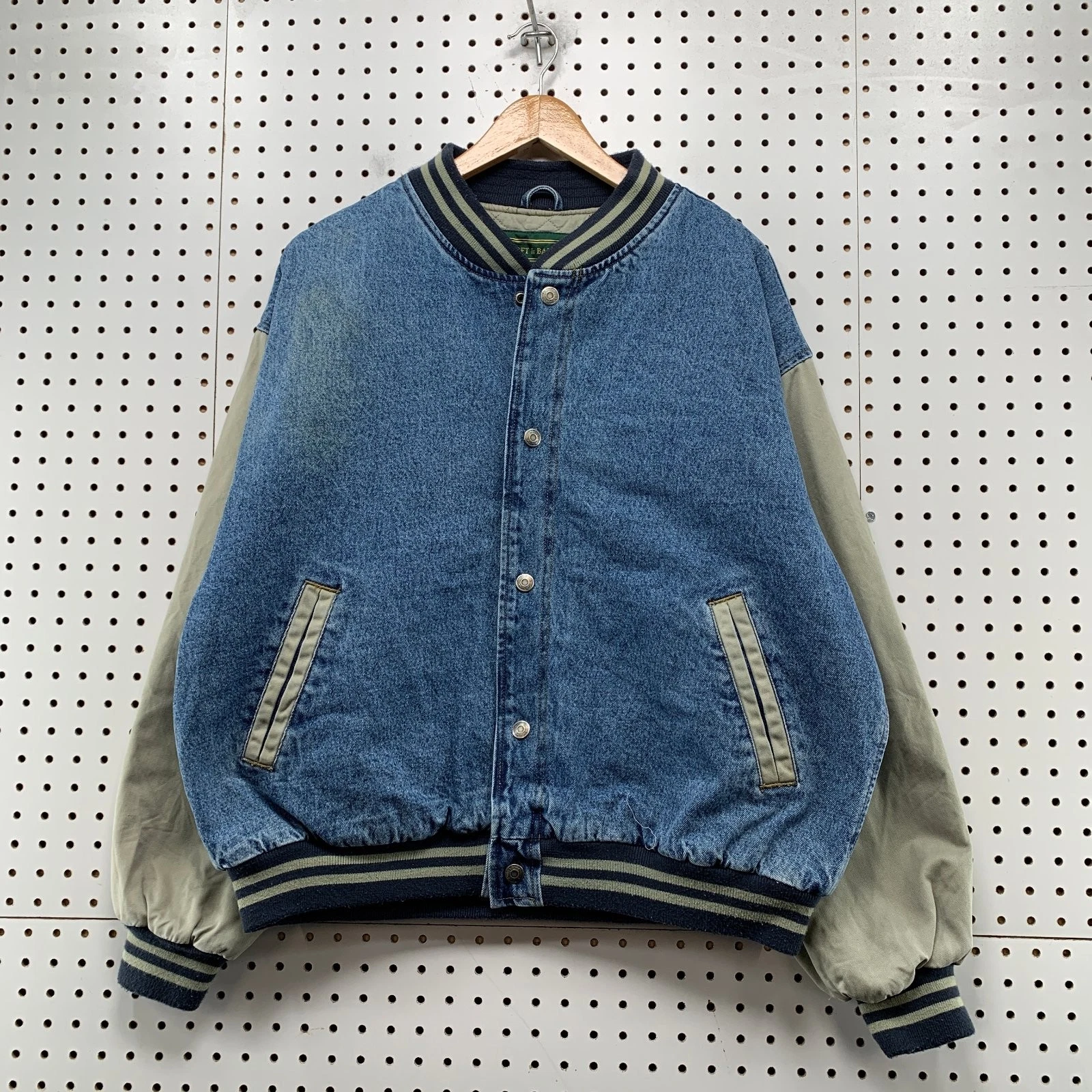 Vintage Croft Barrow Denim Bomber Button Jacket Mens Large 90s Insulated