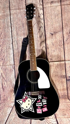 Squier By Fender Hello Kitty Acoustic Guitar Black Limited Edition