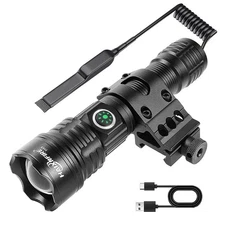 6000 Lumens Tactical Flashlight USB Rechargeable Waterproof LED Zoomable