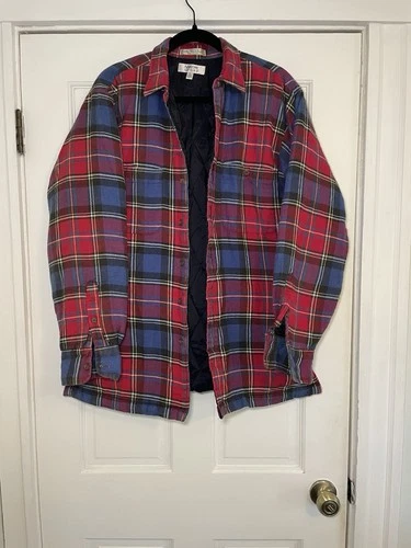Men's Vintage Arrow Sport Flannel quilted Shirt Jacket Shacket Plaid Size Large - product listing photo