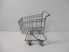Vintage Metal Mini Miniature Shopping Grocery Cart w/ Wheels 6 inch Chrome Toy