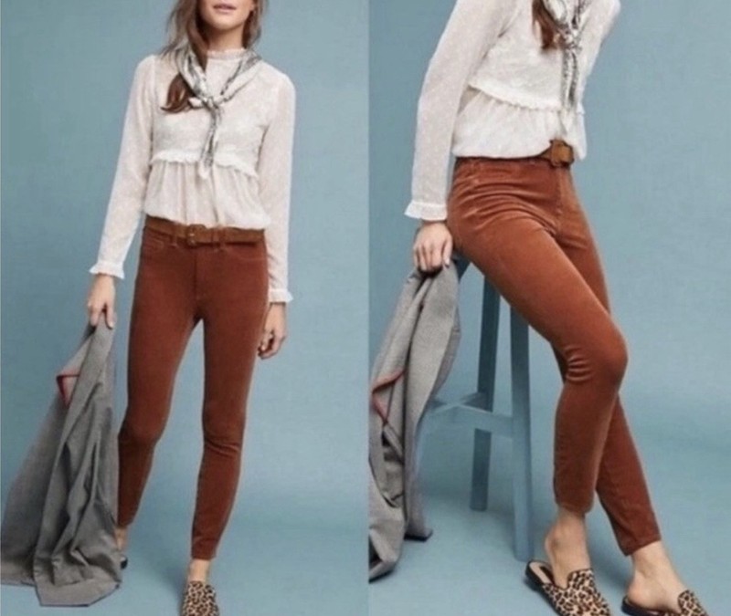 Anthropologie Pilcro High Rise Skinny Corduroy Brown Pants Size 30 Retail 110