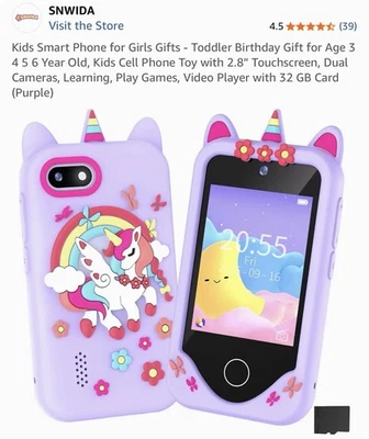 Neu Siegel Kinder Smartphone für Mädchen Geschenke - Kleinkind Geburtstag Geschenk für Alter 3-8 - Bild 1 von 4
