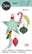 New Retired Sizzix Thinlits Festive Decorations 15pc #666685 Retail $14.99