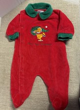 Vintage 90 s Winnie the Pooh Baby Beary Christmas Pajama Footie Sleeper 0-3M