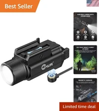 Lightweight 1500 Lumens Pistol Flashlight - Adjustable Rail & Waterproof Design