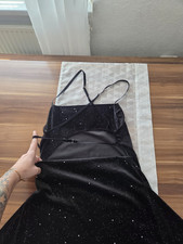 Damen Glitzerkleid Schwarz Fit & Flare kurz r...