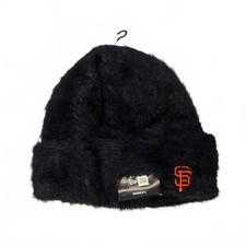 New Era Women's Black Fuzzy Beanie Hat with San Francisco Giants Logo