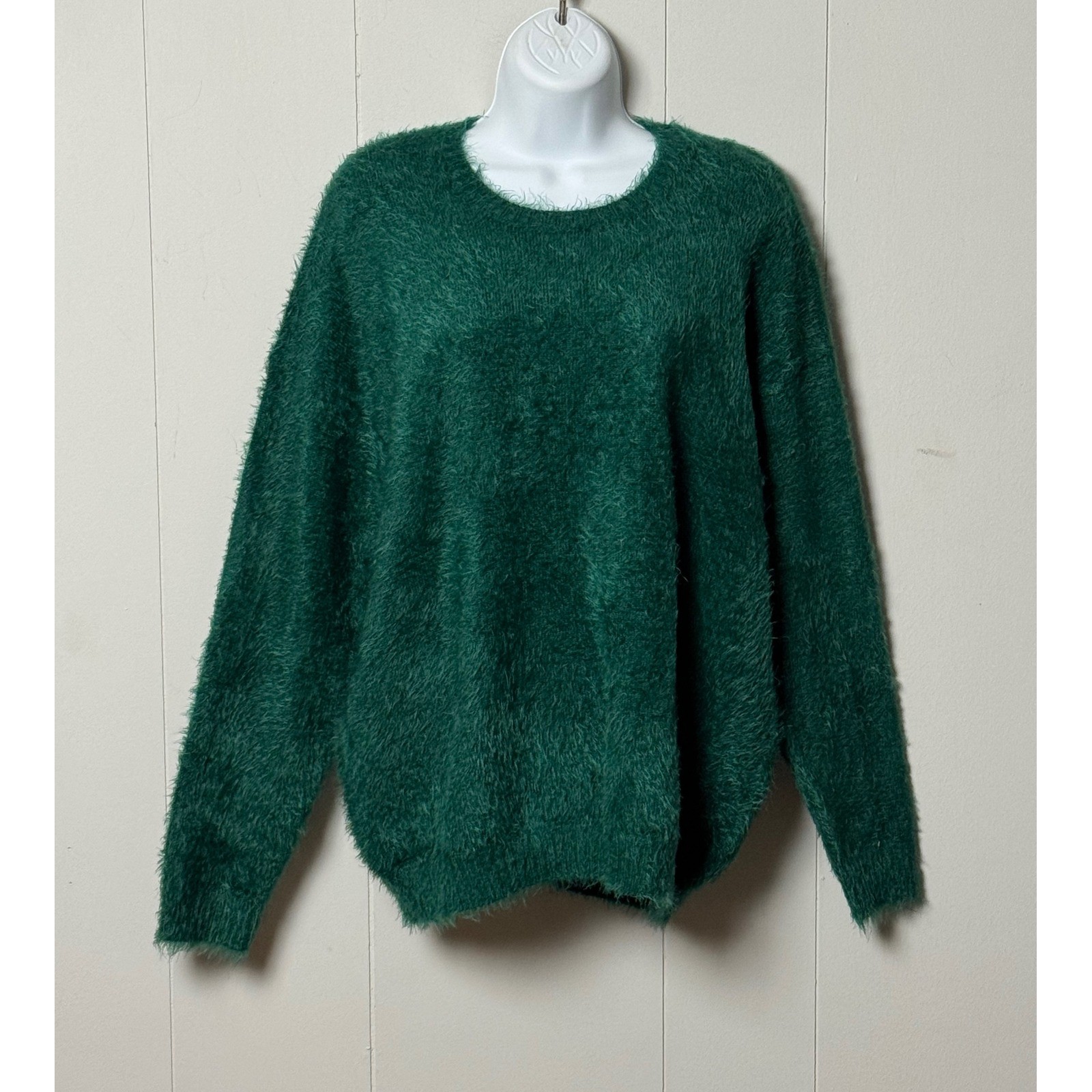 Show Me Your Mumu Womens Oversized Sweater Emerald Green Fuzzy Eyelash Knit Sz S