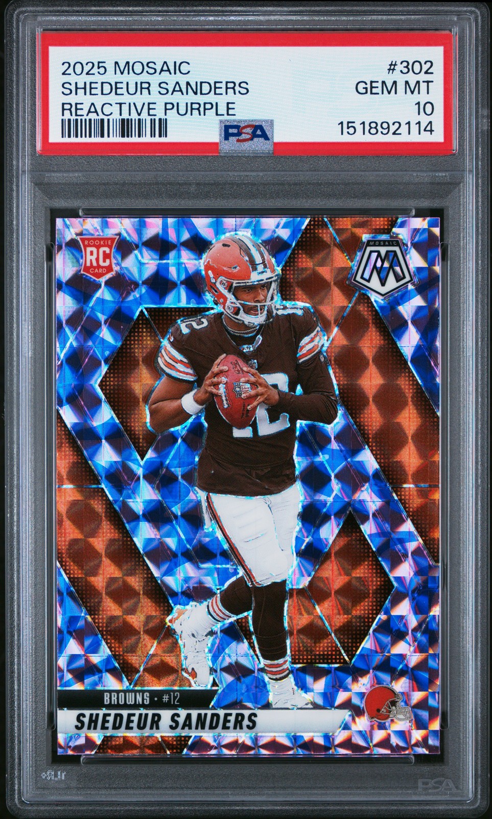 2025 PANINI MOSAIC REACTIVE PURPLE #302 SHEDEUR SANDERS PSA 10