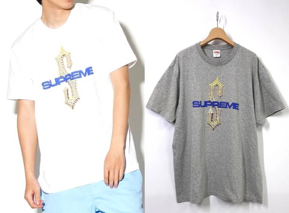 Tee shirt diamant Supreme taille M gris manches courtes logo AA