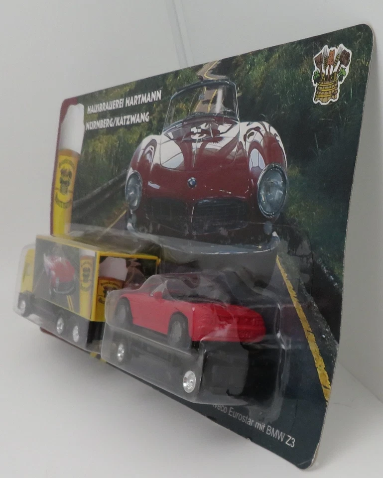 GRELL HO 1/87 Camion IVECO EUROSTAR + Rimorchio & BMW Z3 Birra HARTMANN Box - Immagine 3 di 4