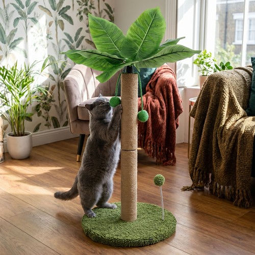 Palm Tree Cat Scratching Post with Dangling Ball Toys Sisal Rope Cat Scratcher