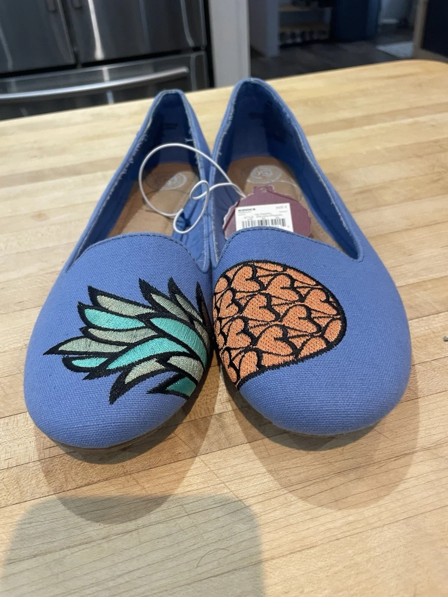 Ballerines SO Kohls Femme Gris Et Rayures Blanc Taille 5.5 US - Neuf Sans Boîte