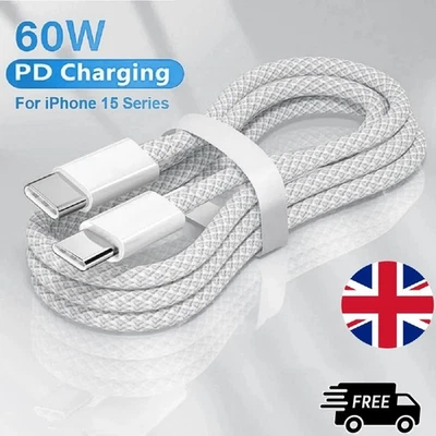 MY FONE STORE USB C to Type C Cable 3A 60W Fast Charger Braided Long Lead 0.25M 1M 2M 3M