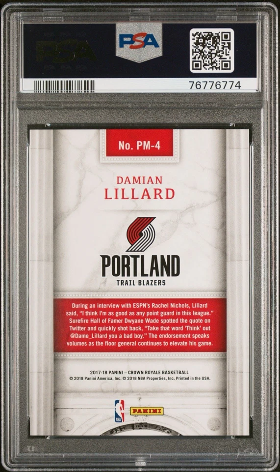2017 Panini Crown Royale Damian Lillard Pacific Marquee PSA 10 Case Hit POP 6 - image 2 of 2