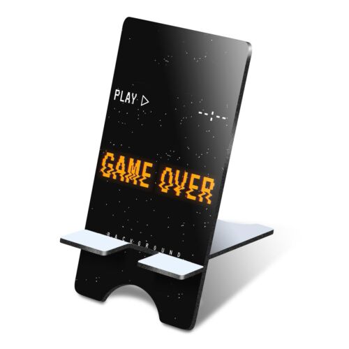 1x 3mm MDF stojak na telefon zniekształcony znak game over gaming #14766 - Zdjęcie 1 z 1
