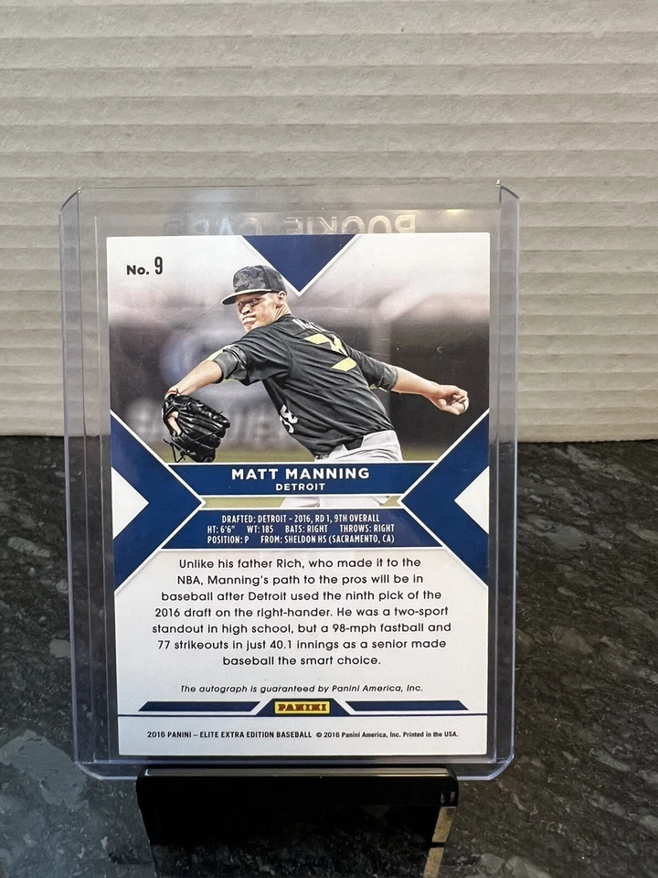 2016 Panini Elite Extra Edition Autograph Matt Manning # /25 Detroit Tigers - Image 3 of 3