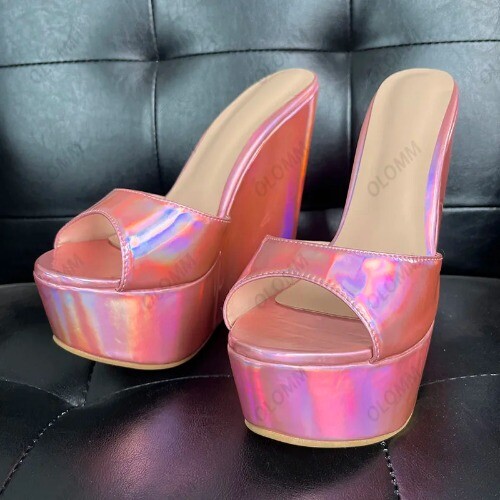 Women Platform Sandals Wedges High Heels Round Toe Dress Shoes US Size 5-20 - Bild 8 von 11