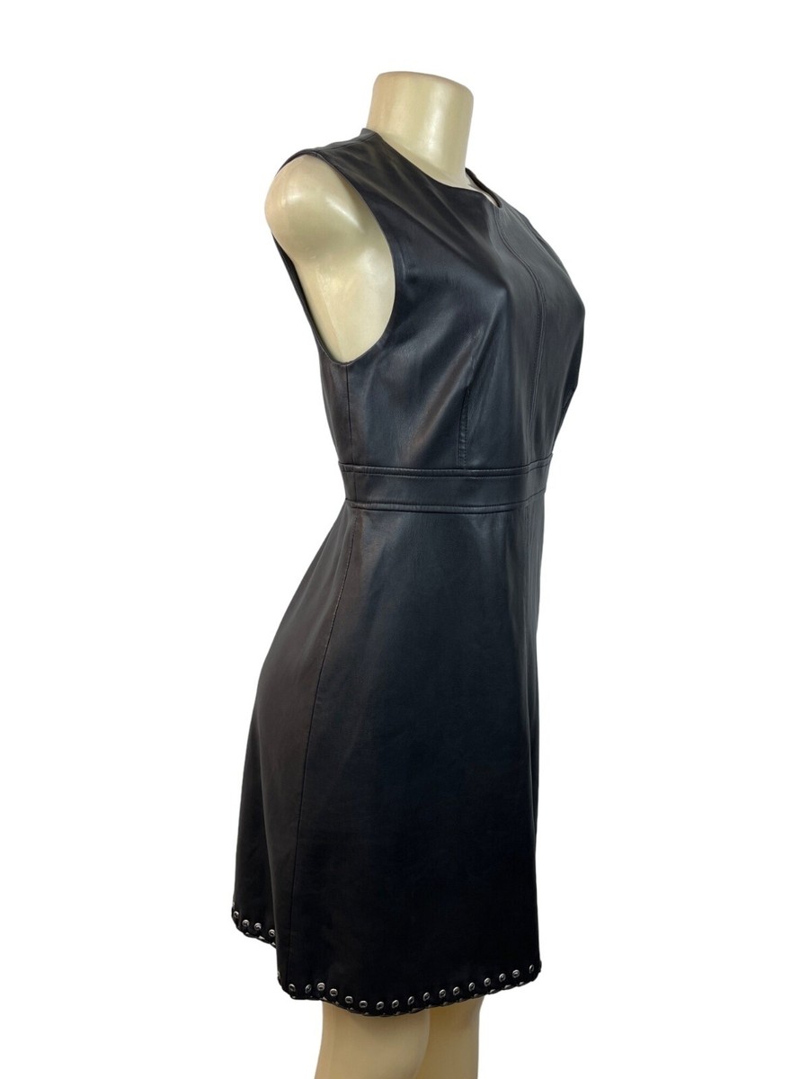 black faux leather dress zara Zara Halter Neck Leather Dress | UK XS
