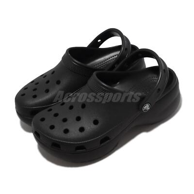 Crocs Classic Platform Clog W Black Women Platform Slip On Sandals  206750-001 UK