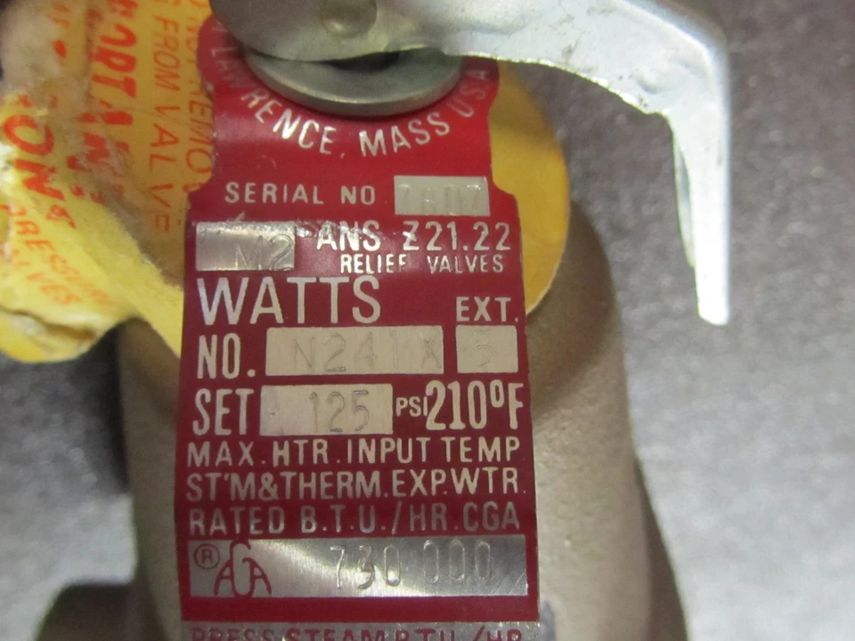 Watts N241X-5 Automatic Reseating Temperature Pressure Relief Valve 125 psi  - Image 4 of 4