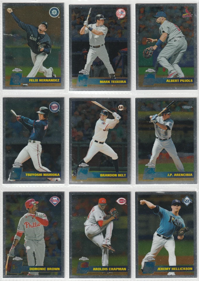 2011 TOPPS CHROME VINTAGE REFRACTOR UPICK PUJOLS ICHIRO ORTIZ POSEY UTLEY - Image 4 of 4