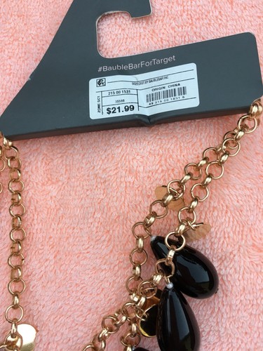 Sugarfix By BaubleBar Bold Beaded Statement Necklace Black Tear Drops; NWT! - Picture 4 of 6
