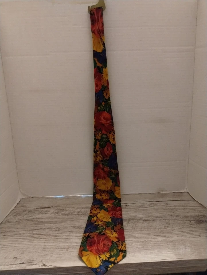 Acessório masculino vintage Generra gravata floral 56" estampa multicolorida rayon - Imagem 2 de 3