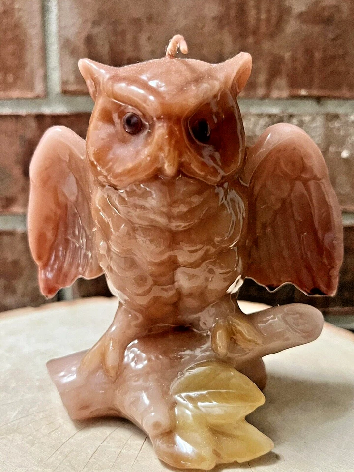 Figura de cera moldeada con velas de búho vintage retro años 70 conjunto/2 velas de pájaro búho Foto 4 de 4