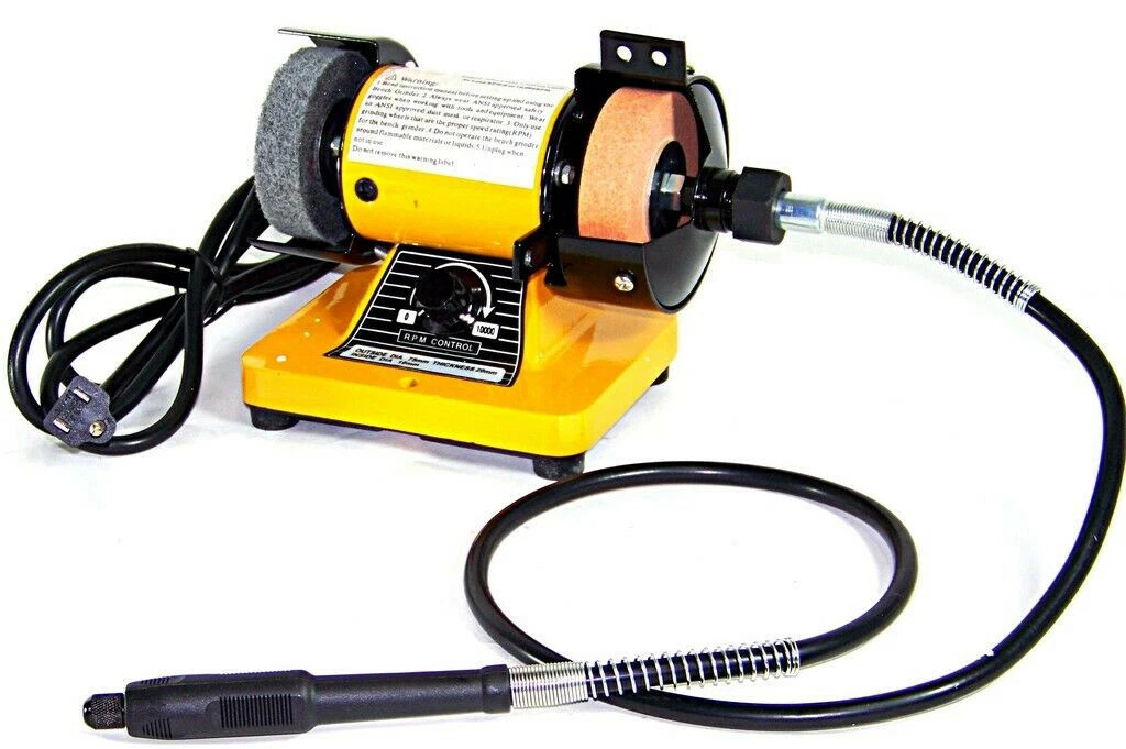 3 150W Mini Bench Grinder Polisher With TOOLSTORM 3 Metal