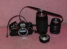 Konica Autoreflex TC 35mm SLR Camera With Accessories.