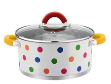 Cheerful Polka Dot Pot Stainless Steel Stockpot Cooking Pot Silicone Handles