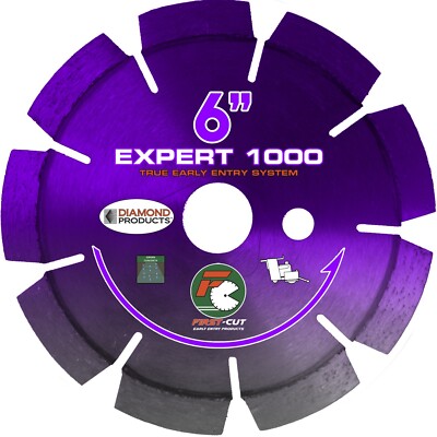 Diamond Products 64145 6'' x 1'' Purple First-Cut Expert Blade with Skid Plate
